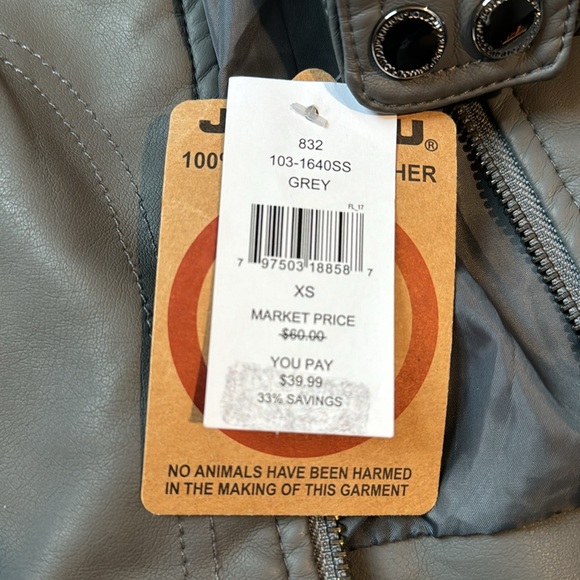 New xs gray 100% vegan leather JouJou jacket - Picture 3 of 8